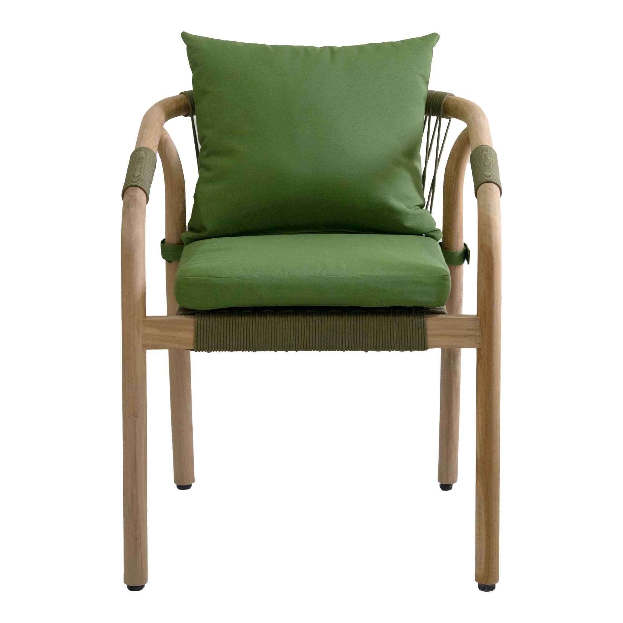 Rhodes Teak Dining Chair with Cushions, Moss Green Rope