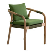Rhodes Teak Dining Chair with Cushions, Moss Green Rope