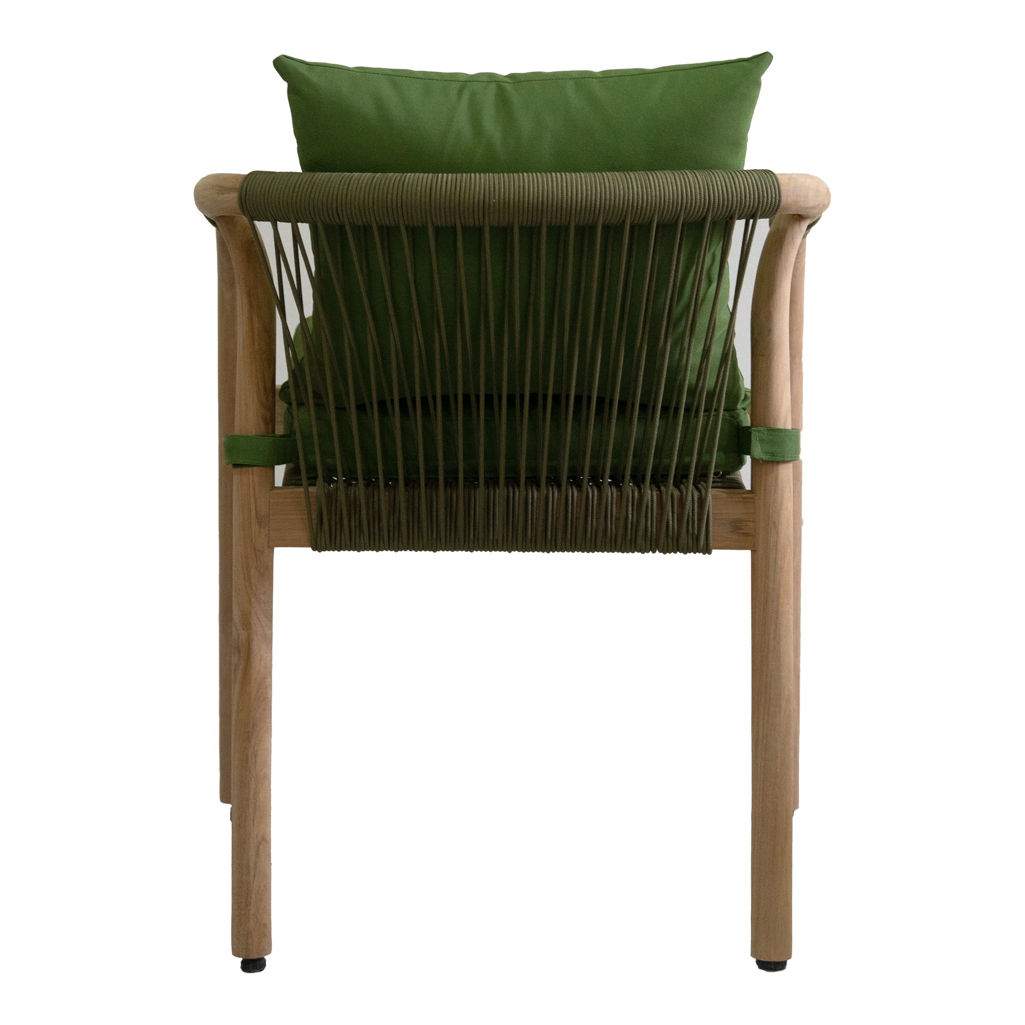 Rhodes Teak Dining Chair with Cushions, Moss Green Rope
