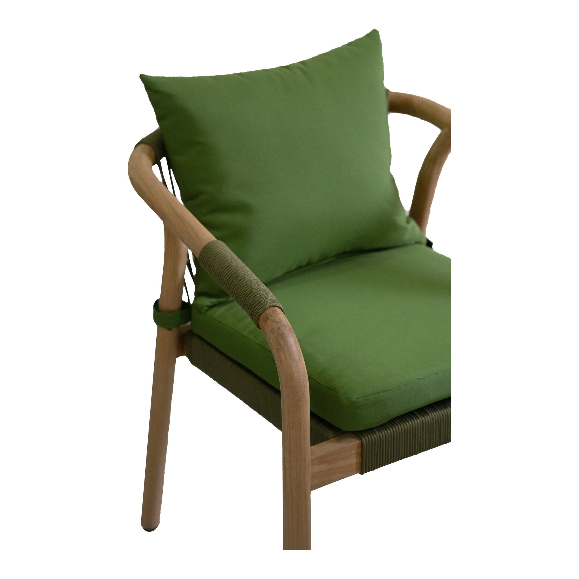 Rhodes Teak Dining Chair with Cushions, Moss Green Rope