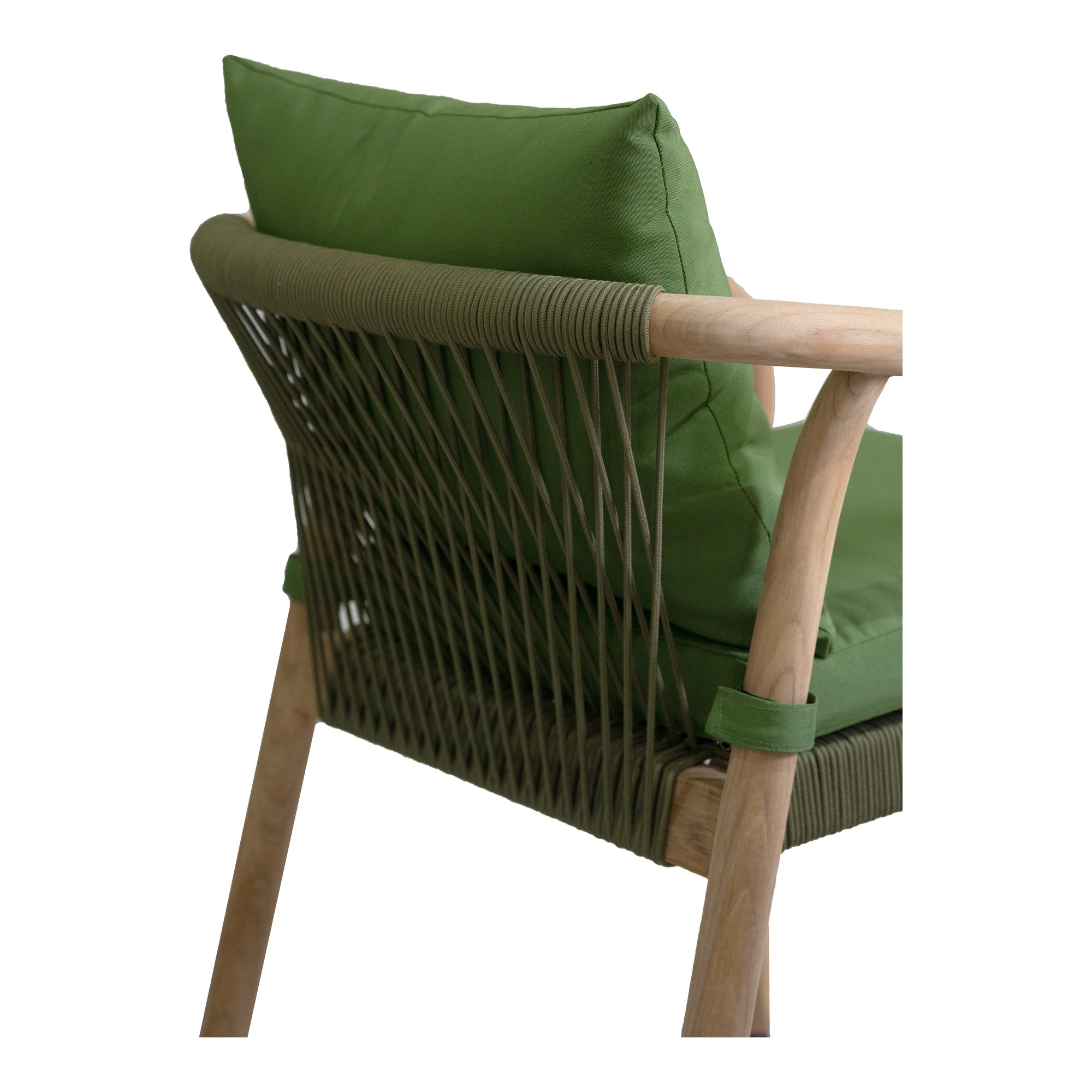 Rhodes Teak Dining Chair with Cushions, Moss Green Rope