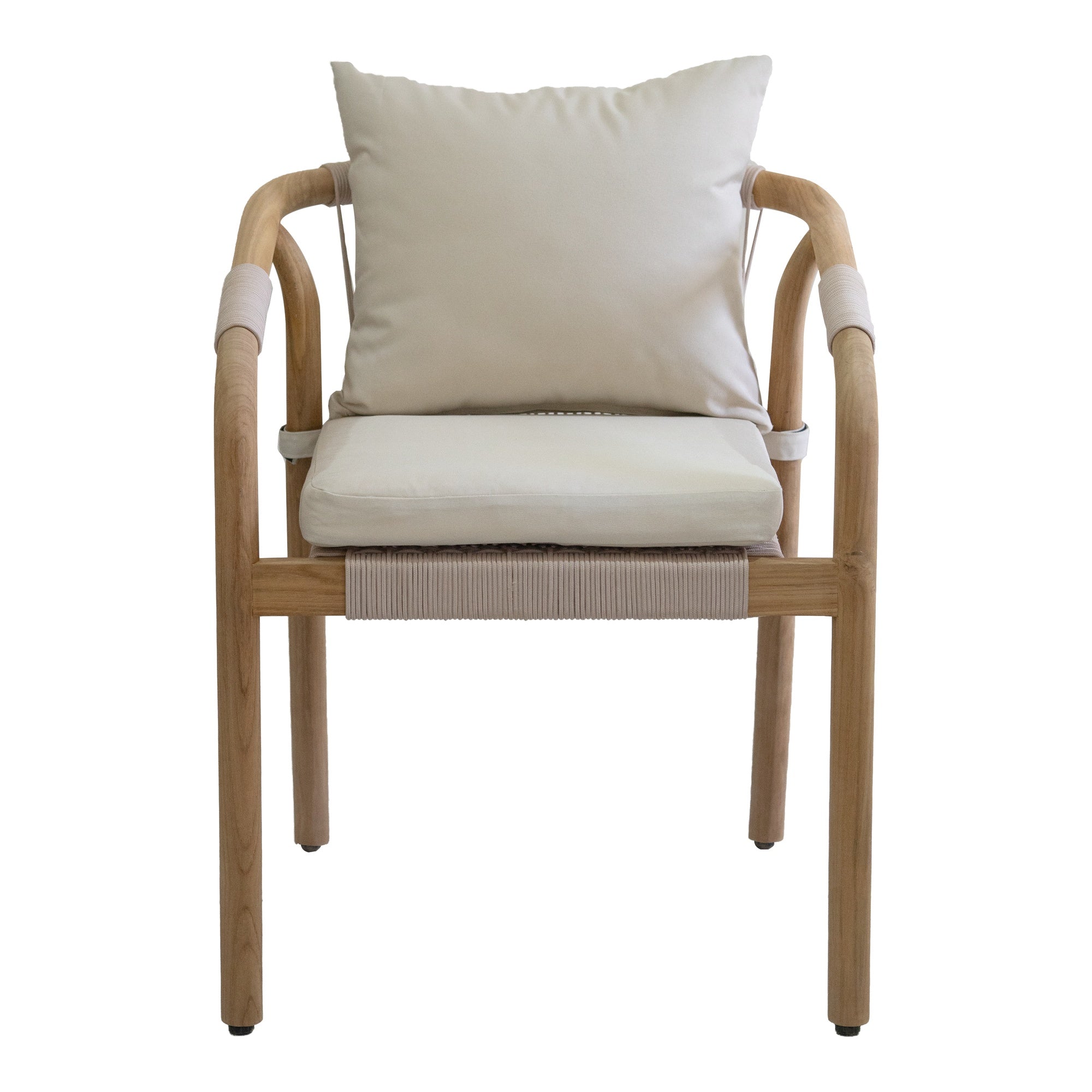 Rhodes Teak Dining Chair with Cushions, Beige Rope