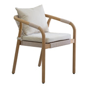 Rhodes Teak Dining Chair with Cushions, Beige Rope
