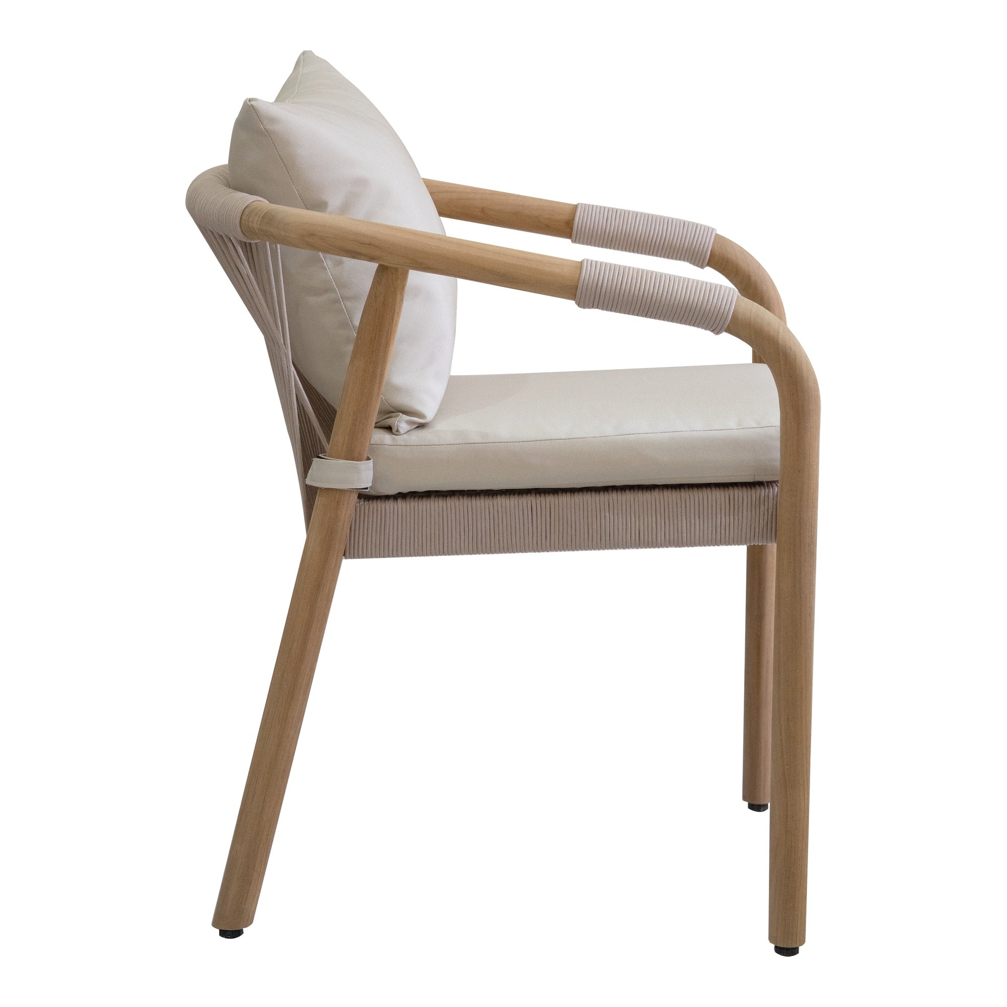 Rhodes Teak Dining Chair with Cushions, Beige Rope