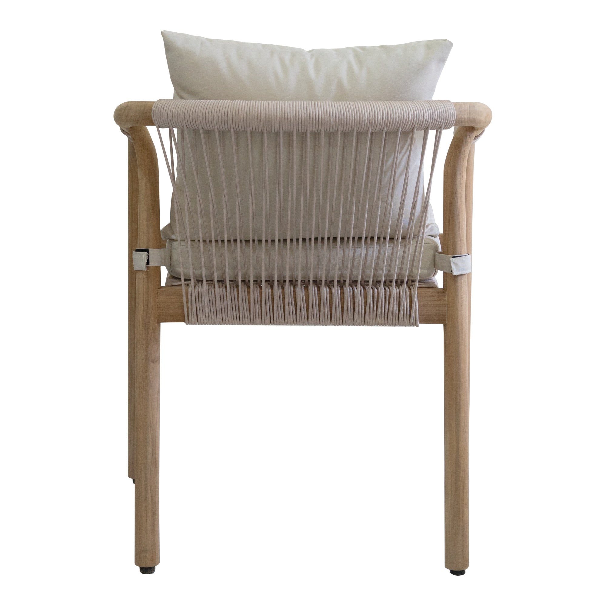 Rhodes Teak Dining Chair with Cushions, Beige Rope