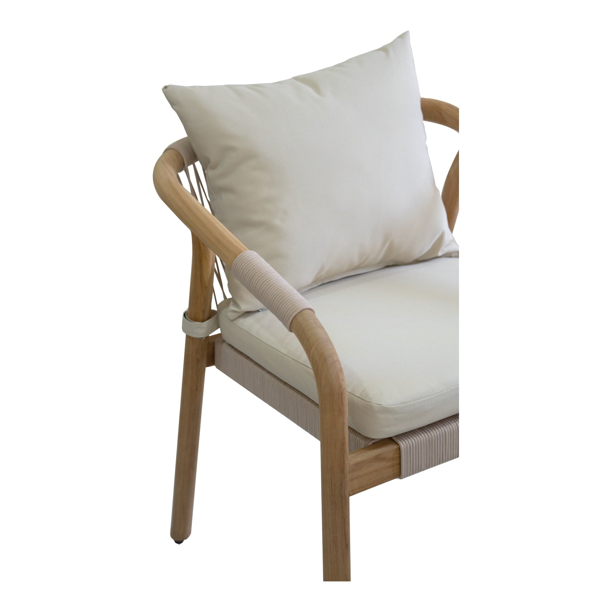 Rhodes Teak Dining Chair with Cushions, Beige Rope