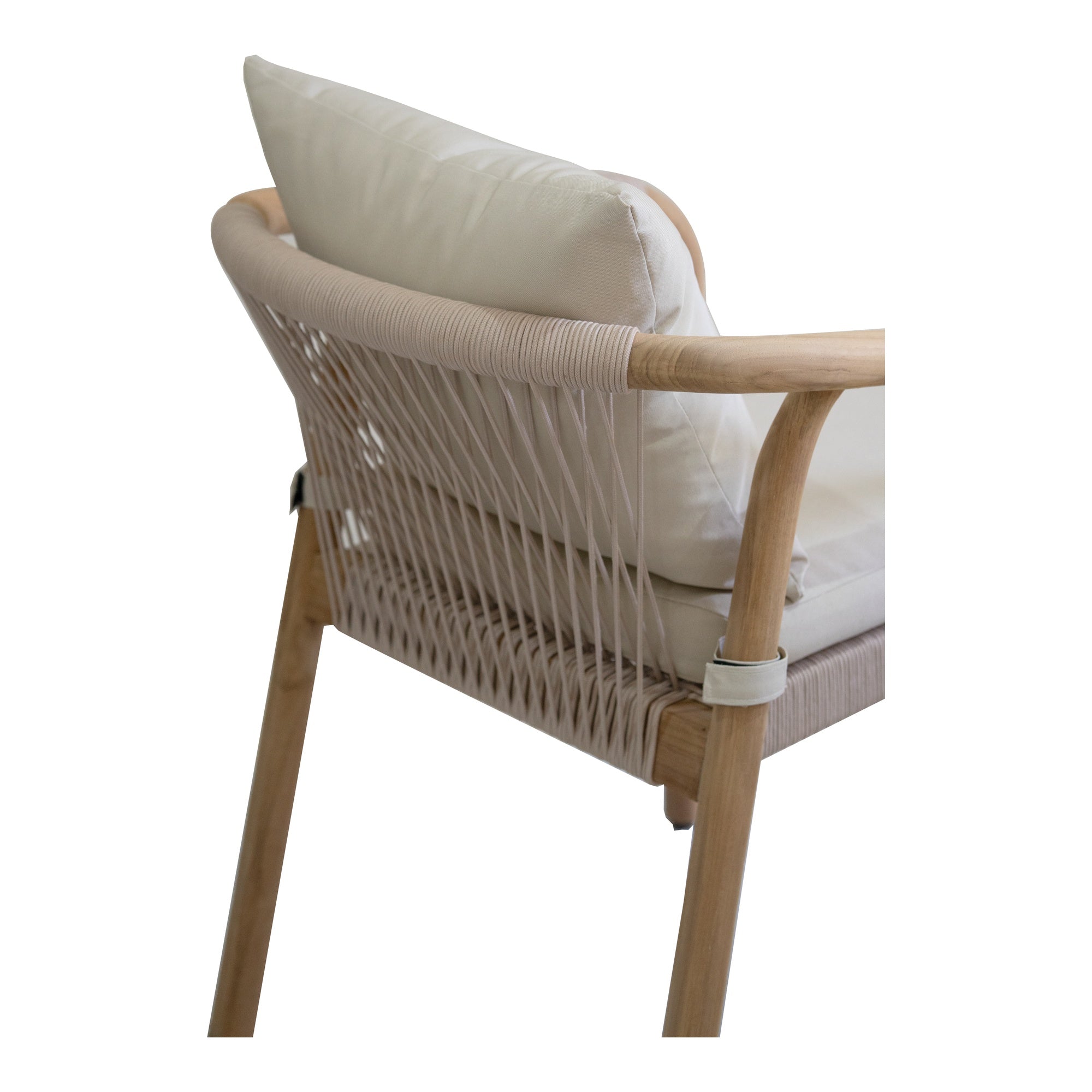 Rhodes Teak Dining Chair with Cushions, Beige Rope