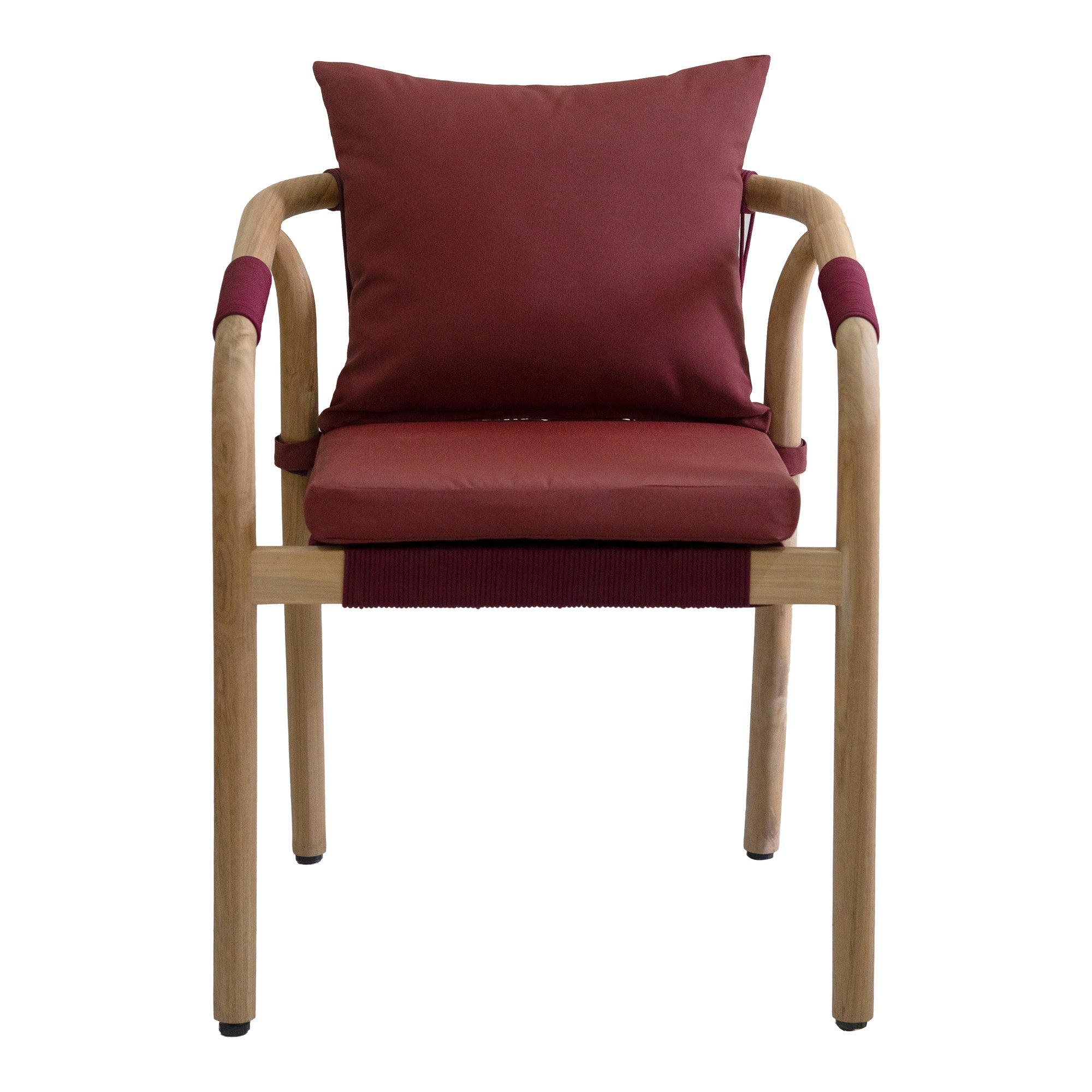 Rhodes Teak Dining Chair with Cushions, Burgundy Rope