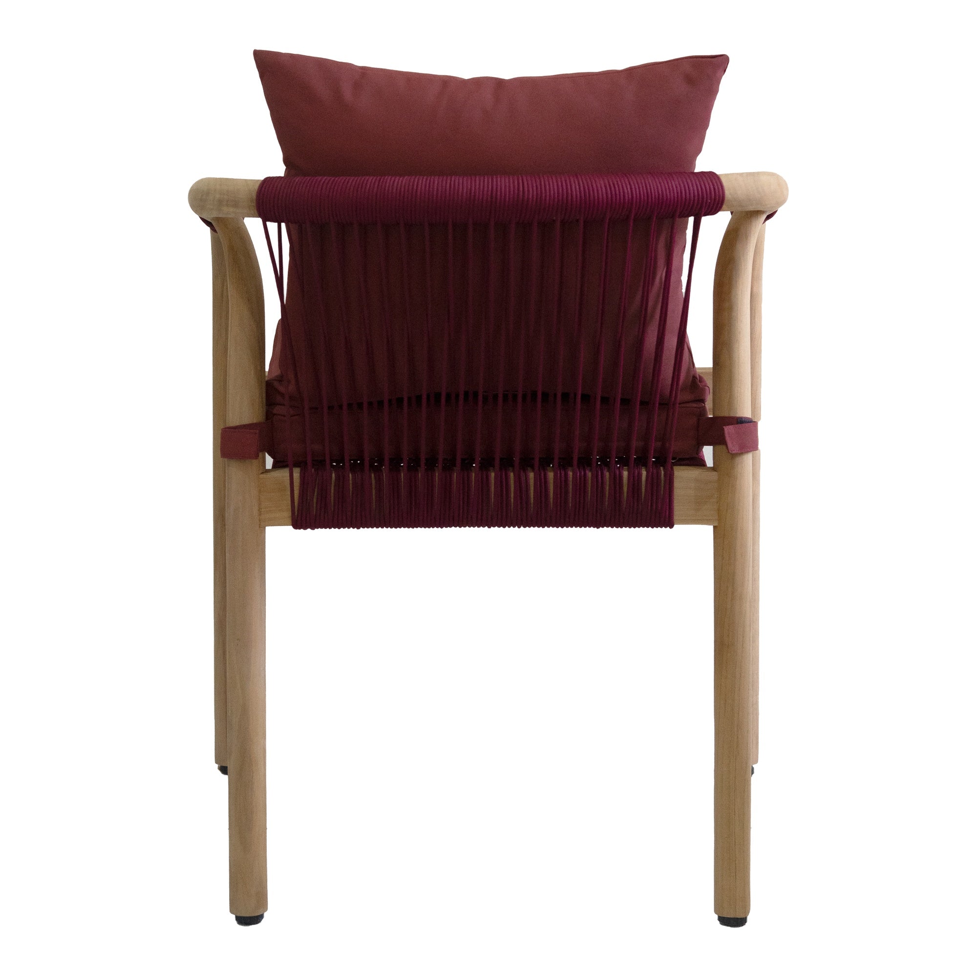 Rhodes Teak Dining Chair with Cushions, Burgundy Rope