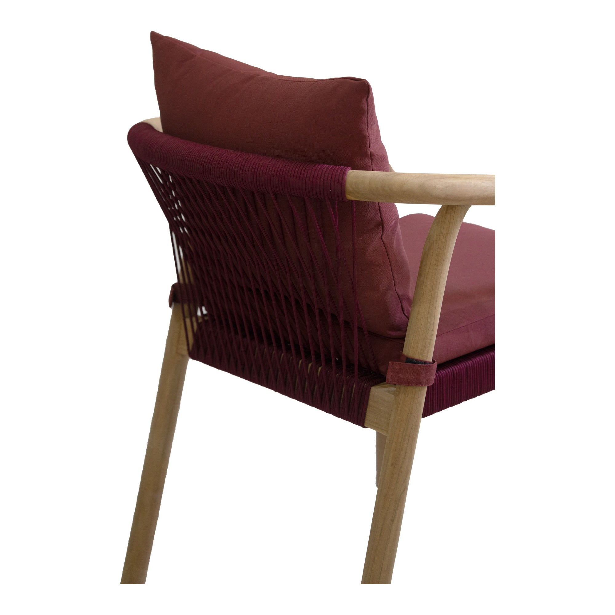 Rhodes Teak Dining Chair with Cushions, Burgundy Rope