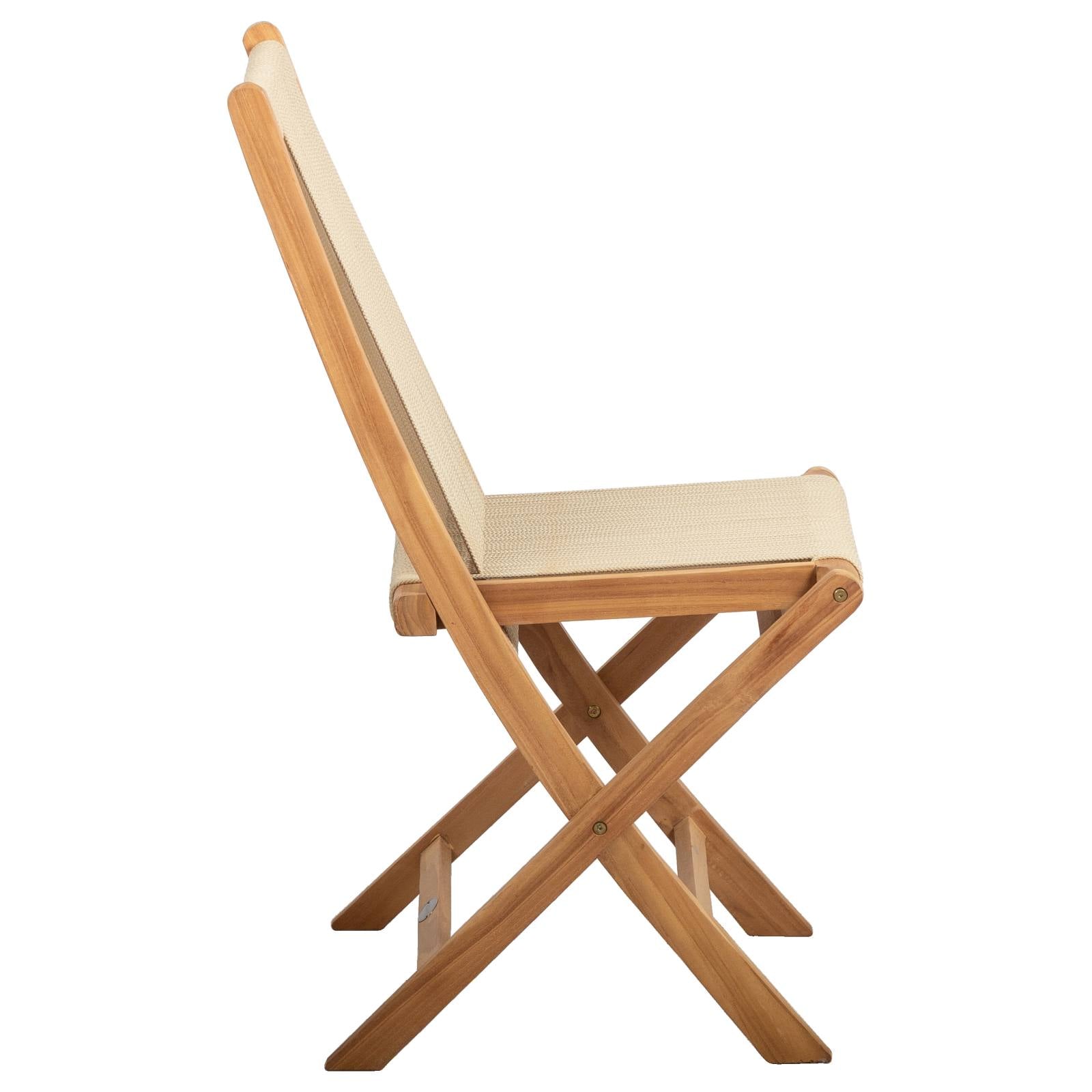 Kala Folding Teak Chair with Beige Rope