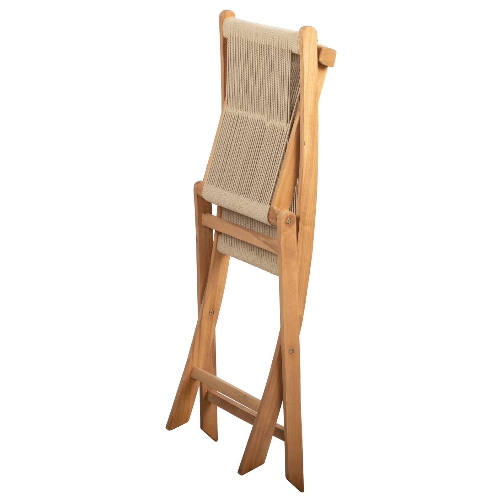 Kala Folding Teak Chair with Beige Rope