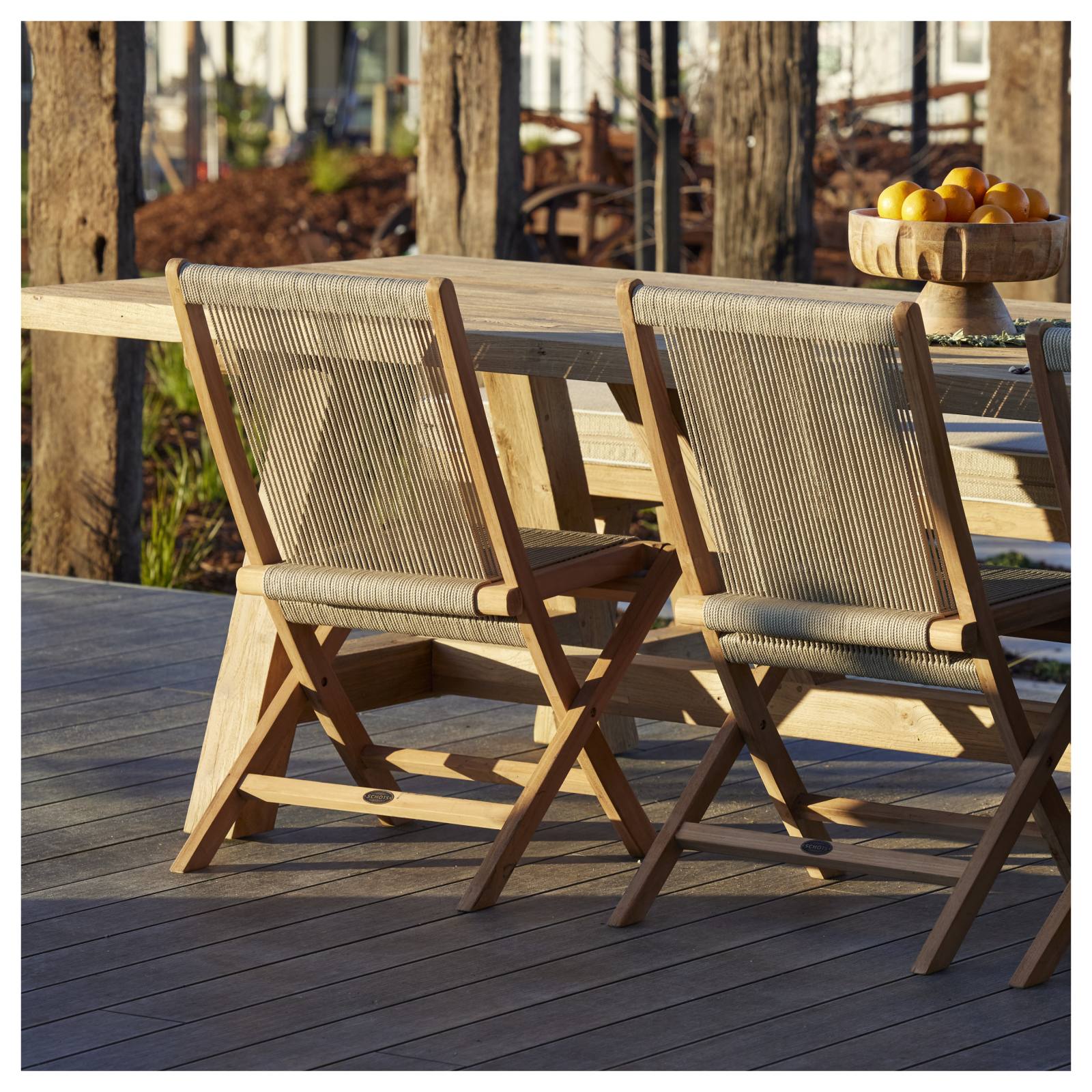 Kala Folding Teak Chair with Beige Rope