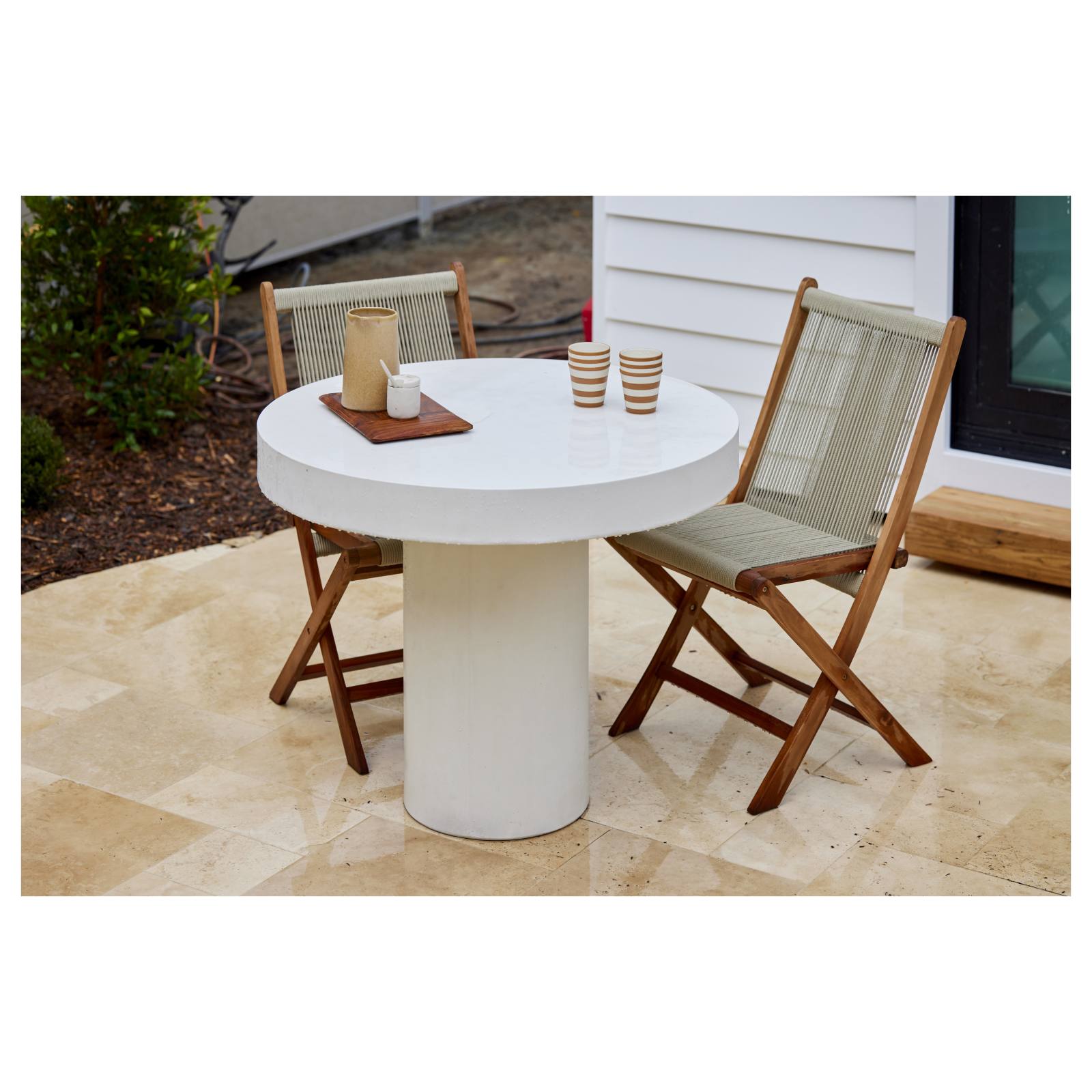 Kala Folding Teak Chair with Beige Rope