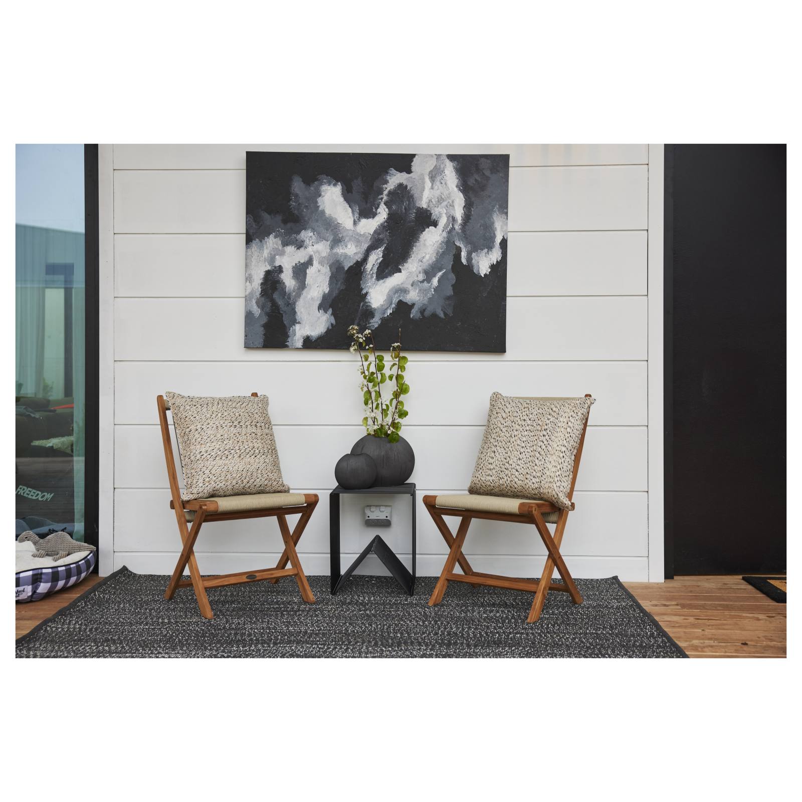 Kala Folding Teak Chair with Beige Rope