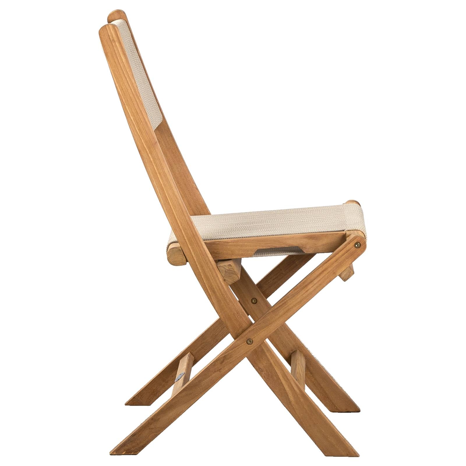 Tiki Folding Teak Chair with Beige Rope