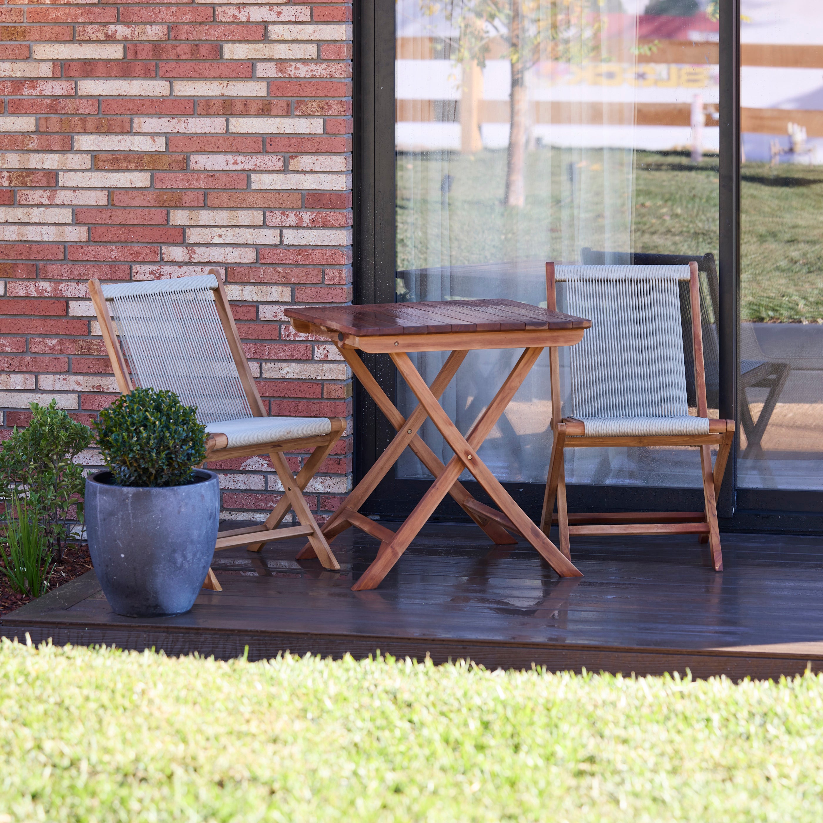 Binta Teak 70cm Folding Table Natural Sanded