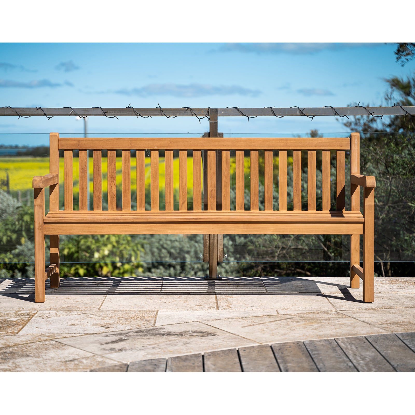 Binta 180cm Teak Bench, Natural Sanded