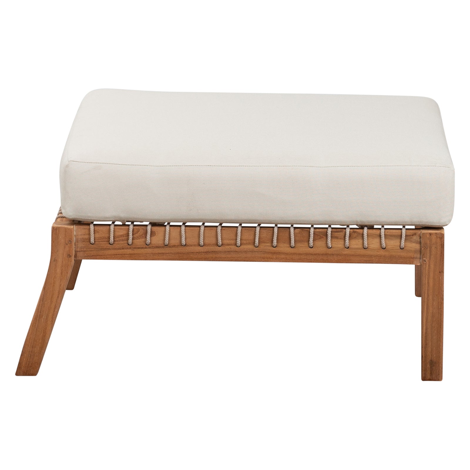 Landis Teak & Olefin Footstool, Natural Sanded & Beige