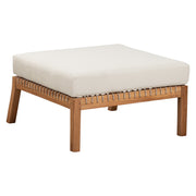 Landis Teak & Olefin Footstool, Natural Sanded & Beige