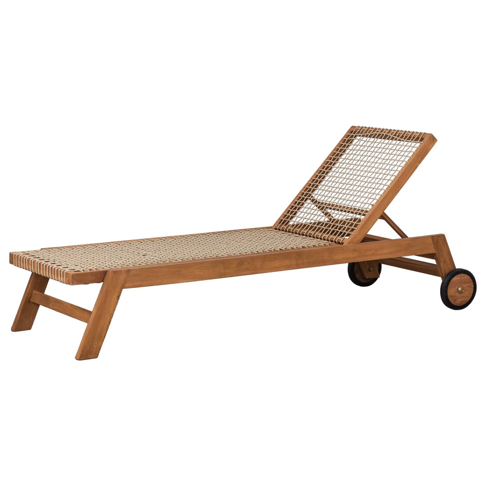 Landis Sun LoungeTeak, 200x74 Rope Beige Cushion