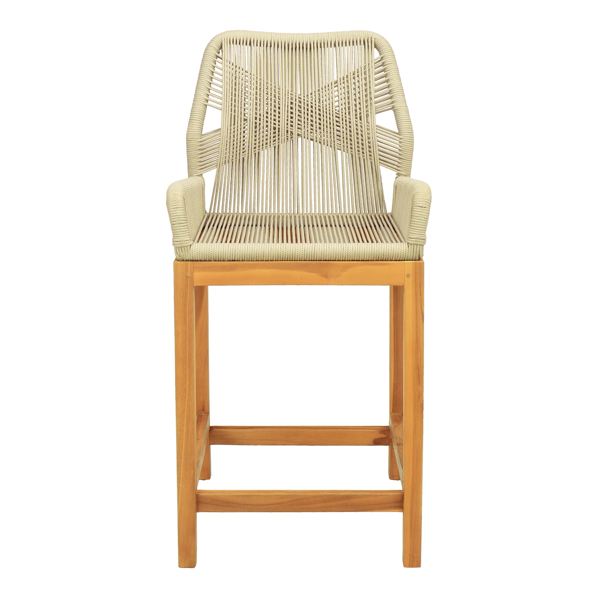 Danica Counter Chair Teak w Sage Green Rope