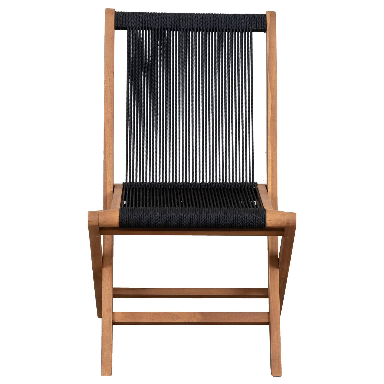 Kala Folding Teak Chair w Black Rope