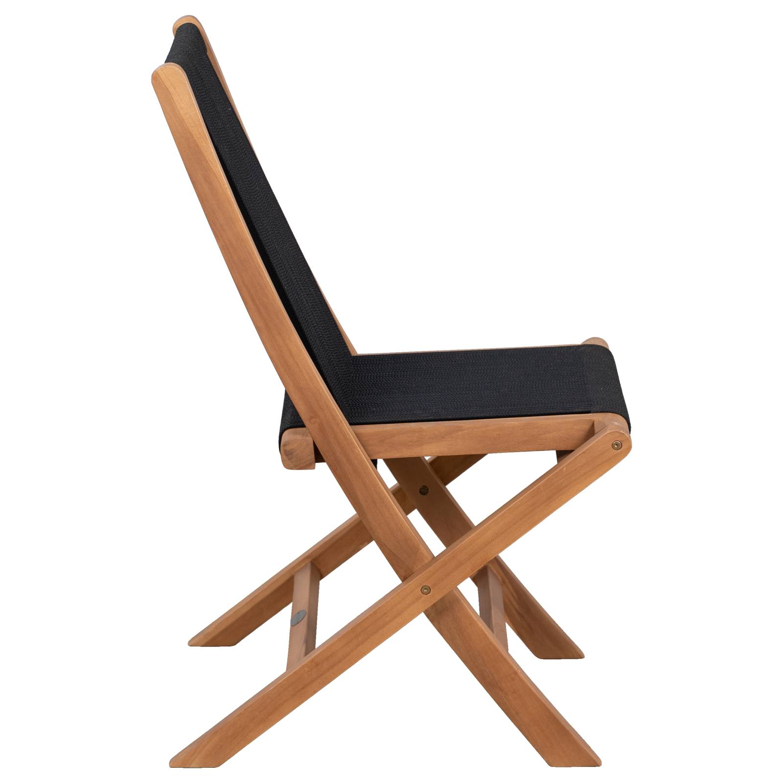 Kala Folding Teak Chair w Black Rope