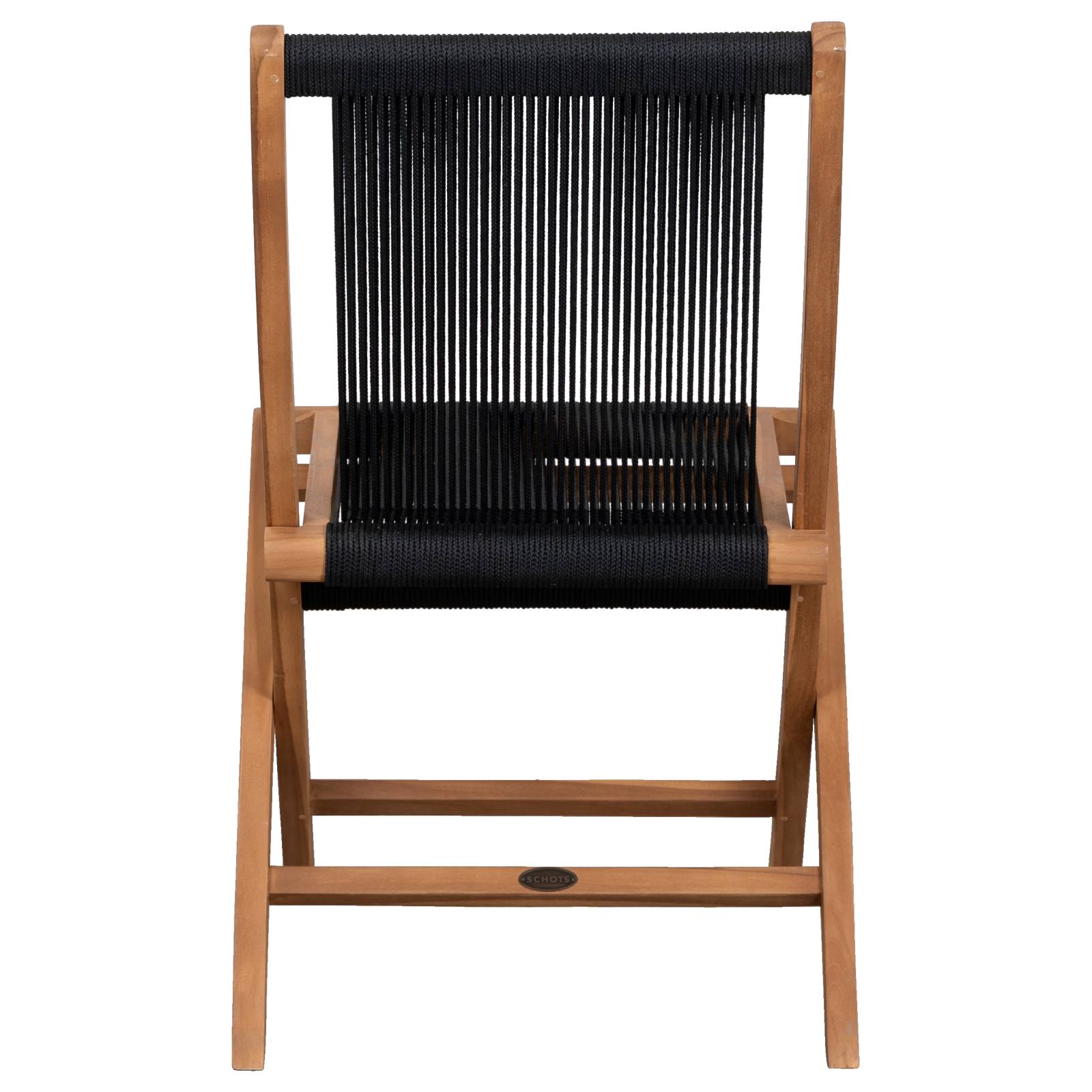 Kala Folding Teak Chair w Black Rope