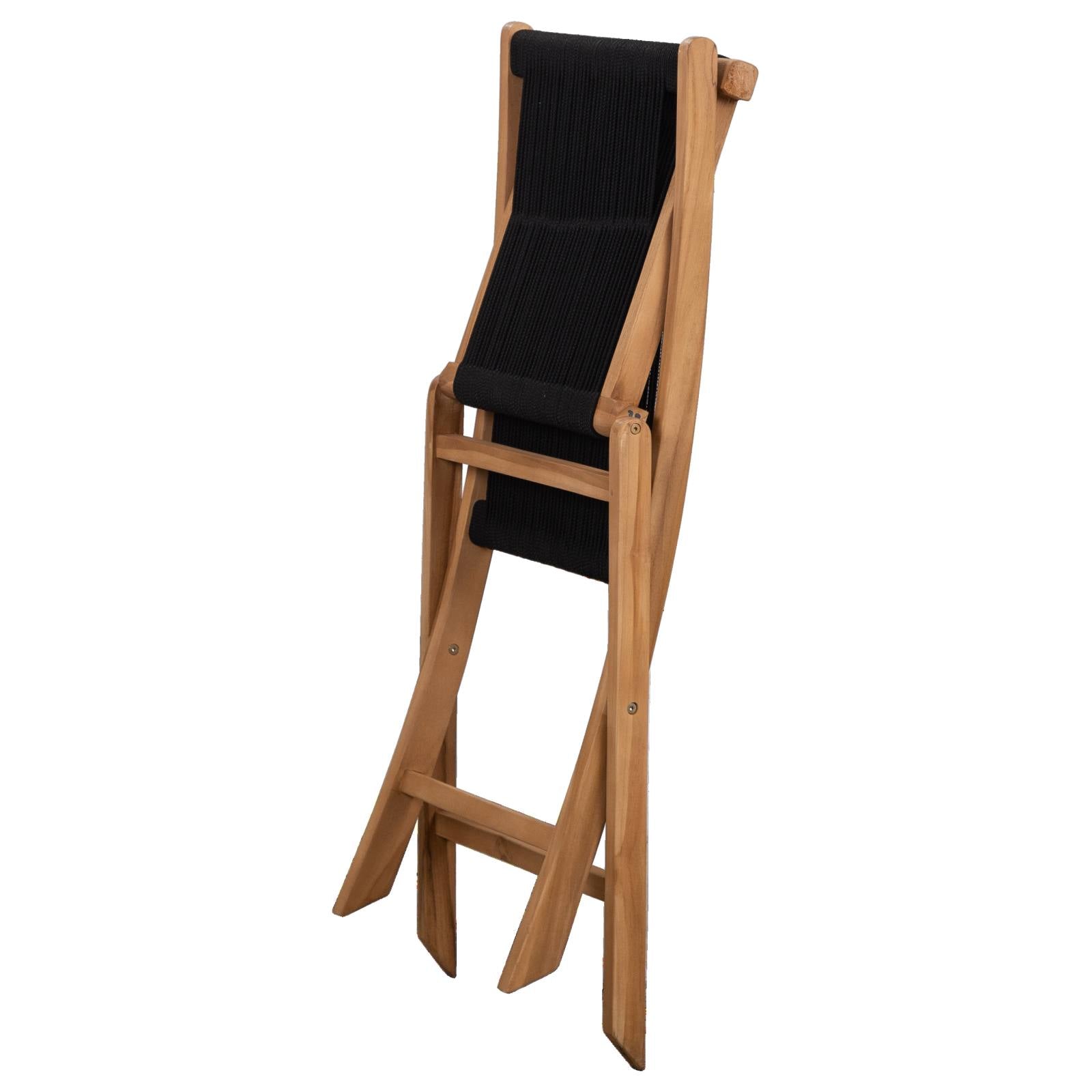 Kala Folding Teak Chair w Black Rope