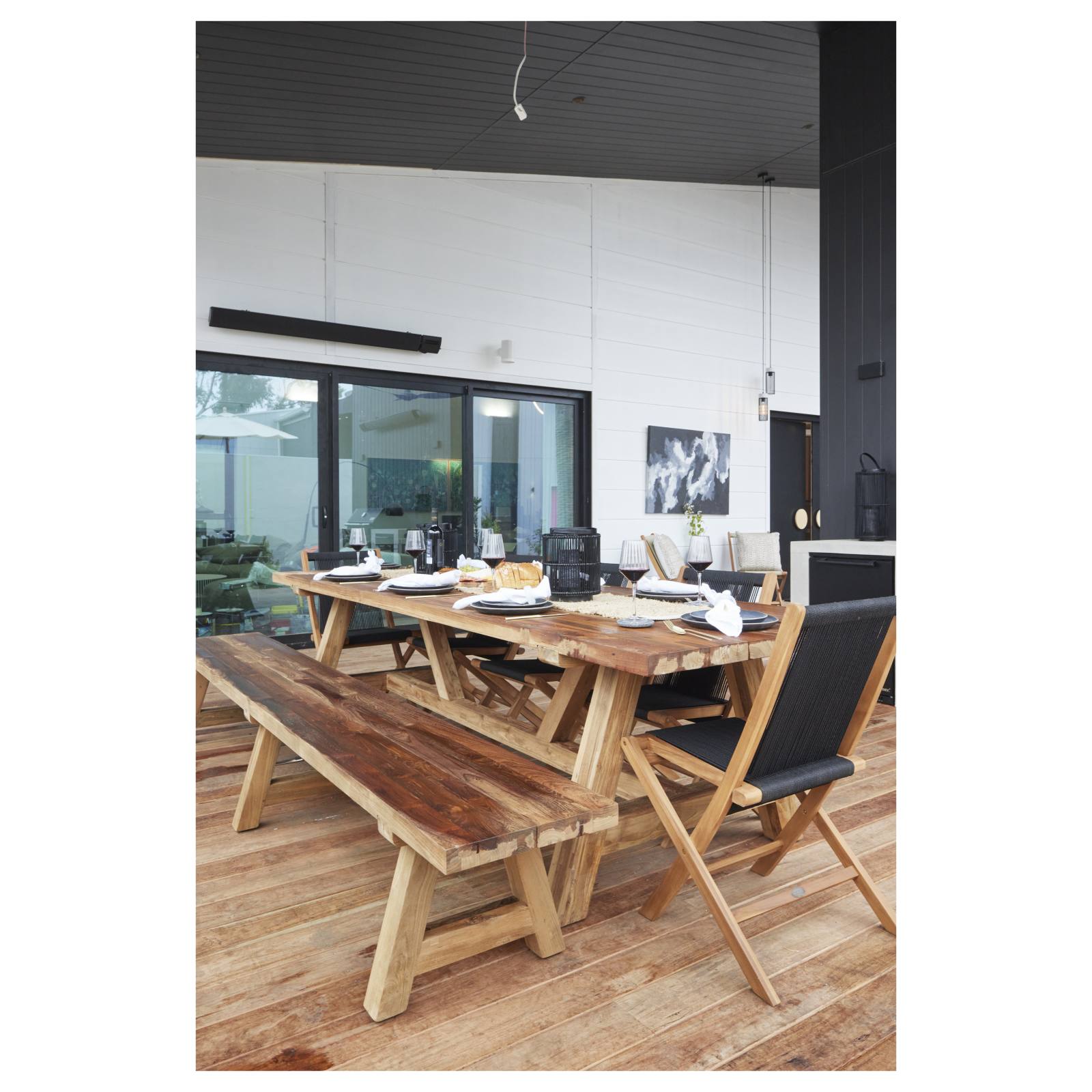 Kala Folding Teak Chair w Black Rope