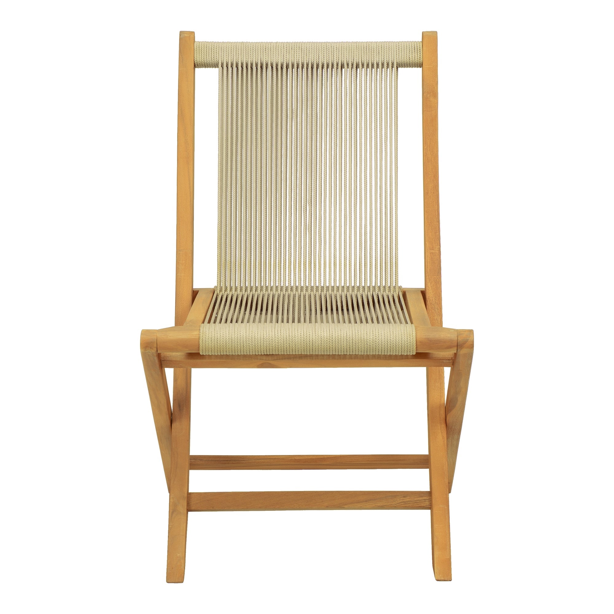 Kala Folding Teak Chair with Sage Rope