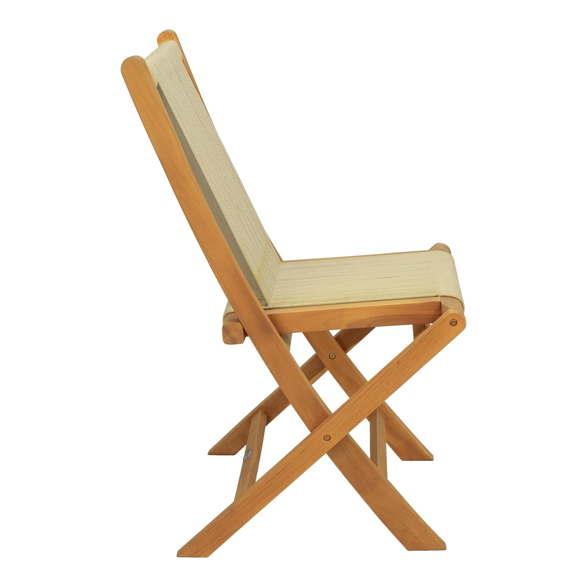 Kala Folding Teak Chair with Sage Rope