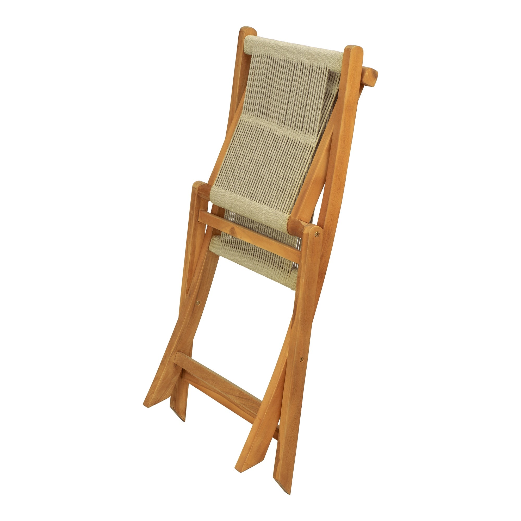 Kala Folding Teak Chair with Sage Rope
