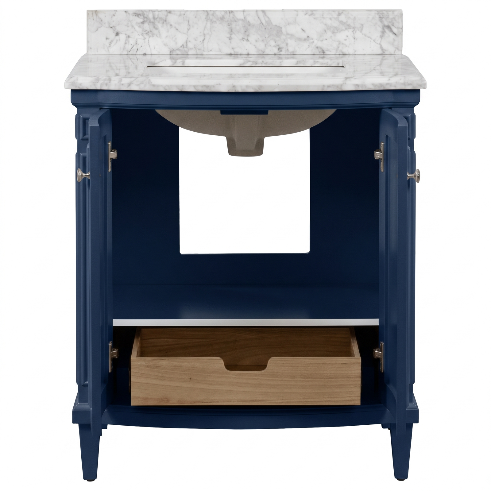 Montana Small Marble Top Single Vanity, Navy Blue