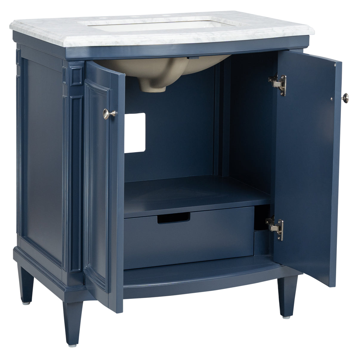 Montana Small Marble Top Single Vanity, Navy Blue