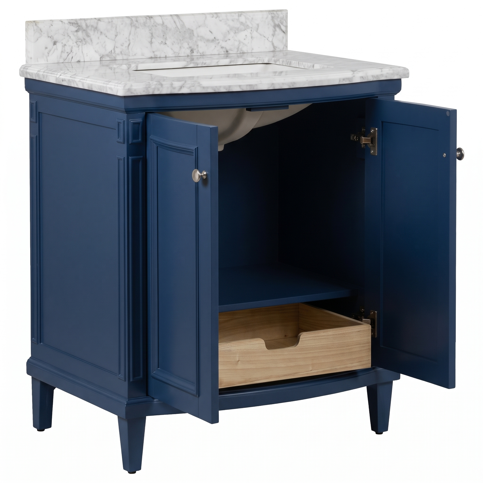 Montana Small Marble Top Single Vanity, Navy Blue