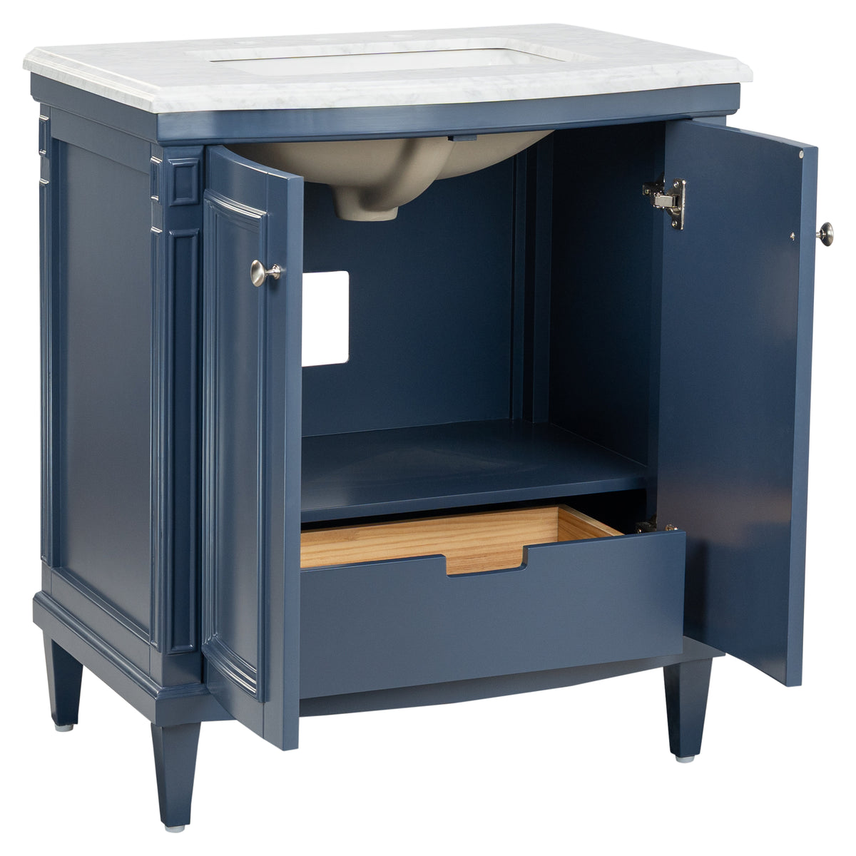 Montana Small Marble Top Single Vanity, Navy Blue