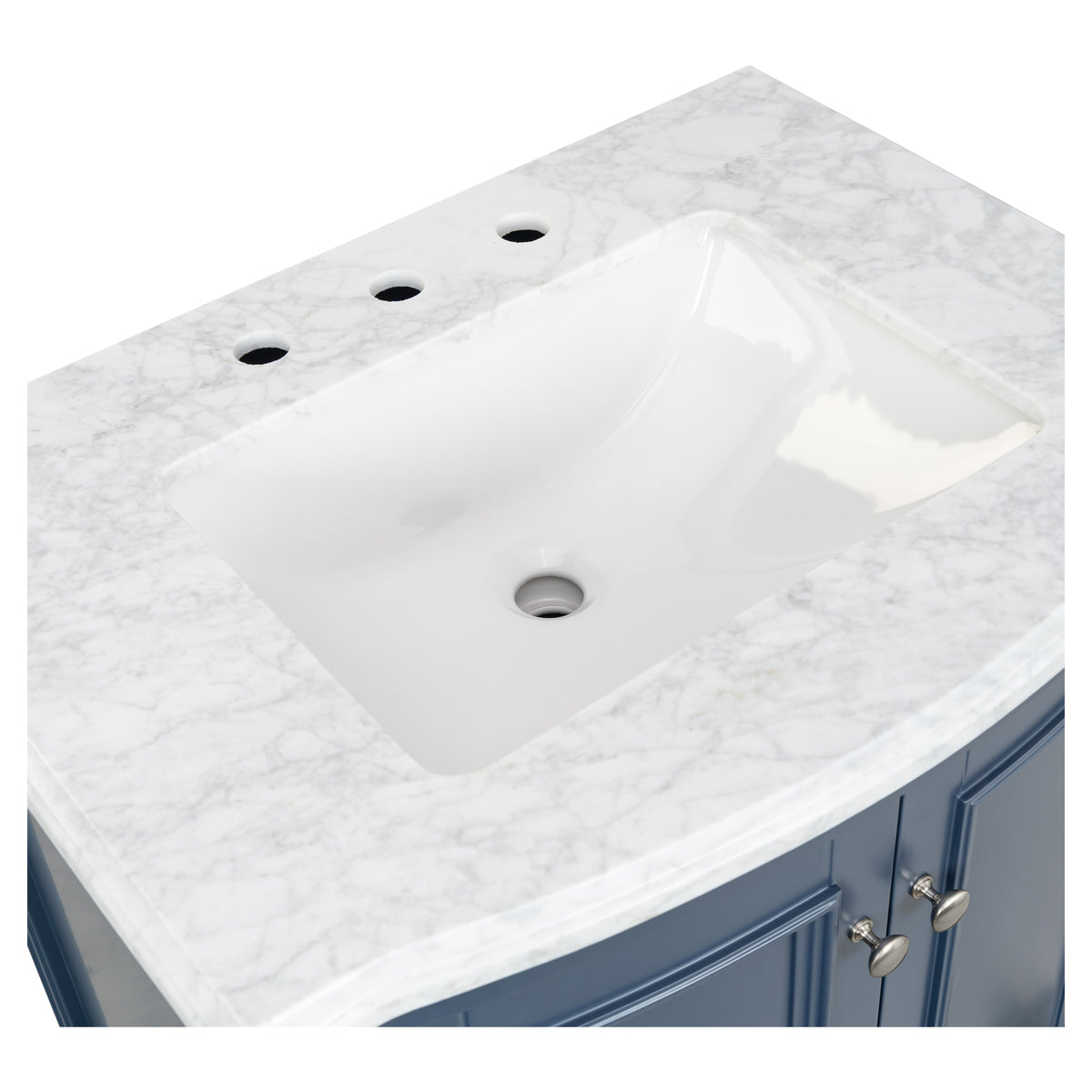 Montana Small Marble Top Single Vanity, Navy Blue