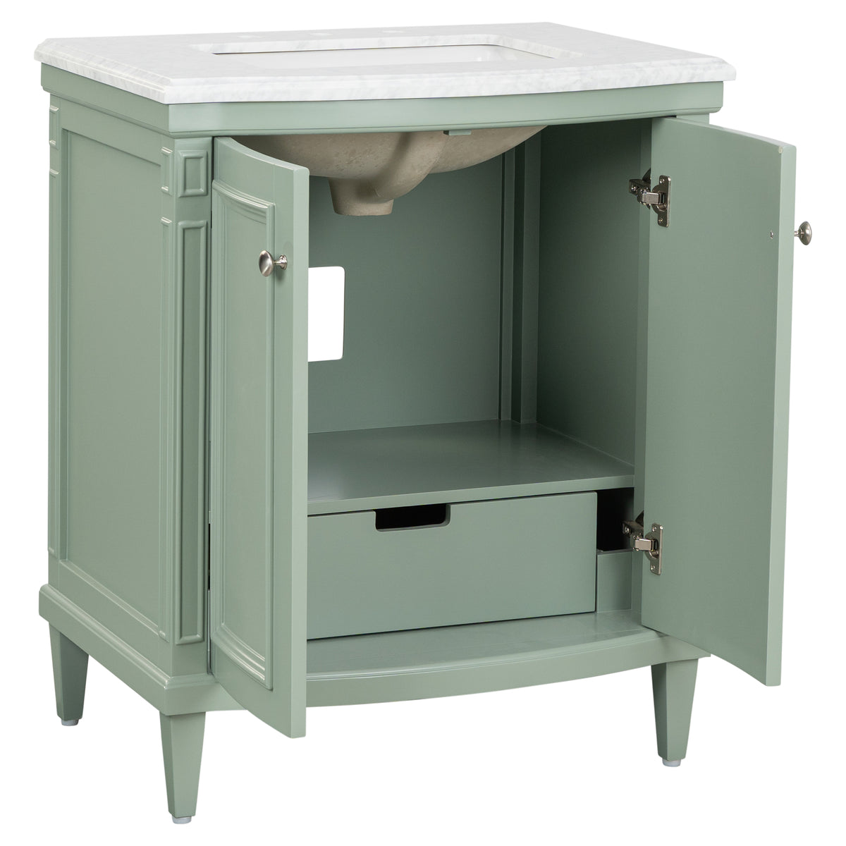 Montana Small Marble Top Single Vanity, Vintage Olive