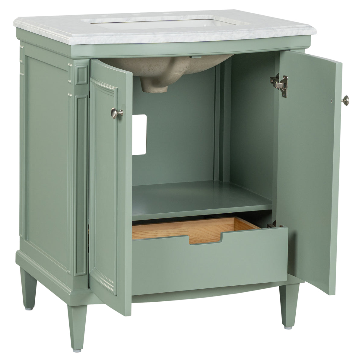 Montana Small Marble Top Single Vanity, Vintage Olive