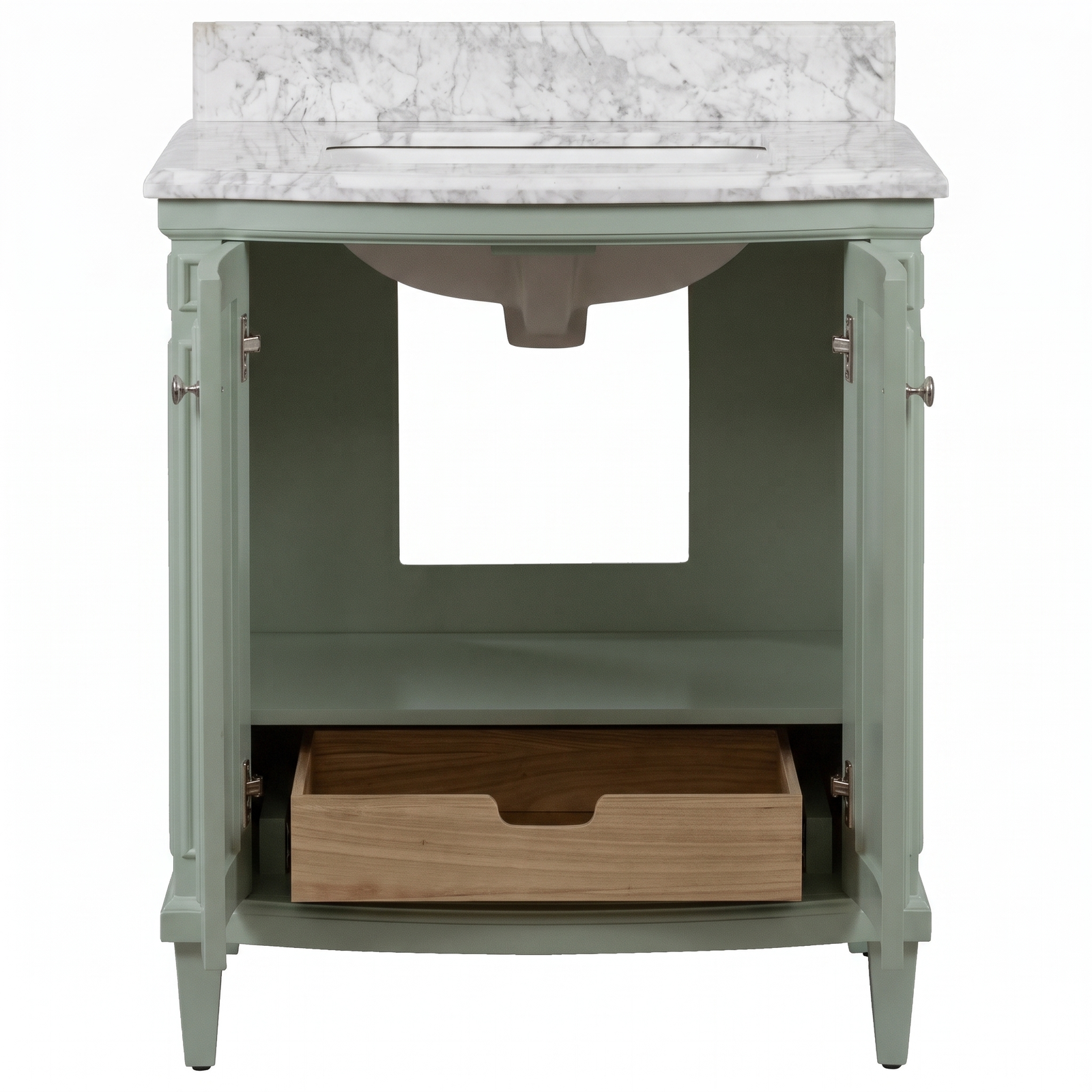 Montana Small Marble Top Single Vanity, Vintage Olive