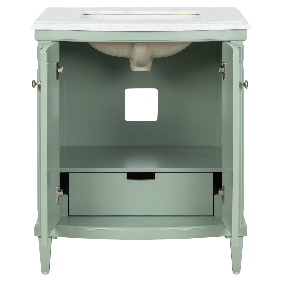 Montana Small Marble Top Single Vanity, Vintage Olive