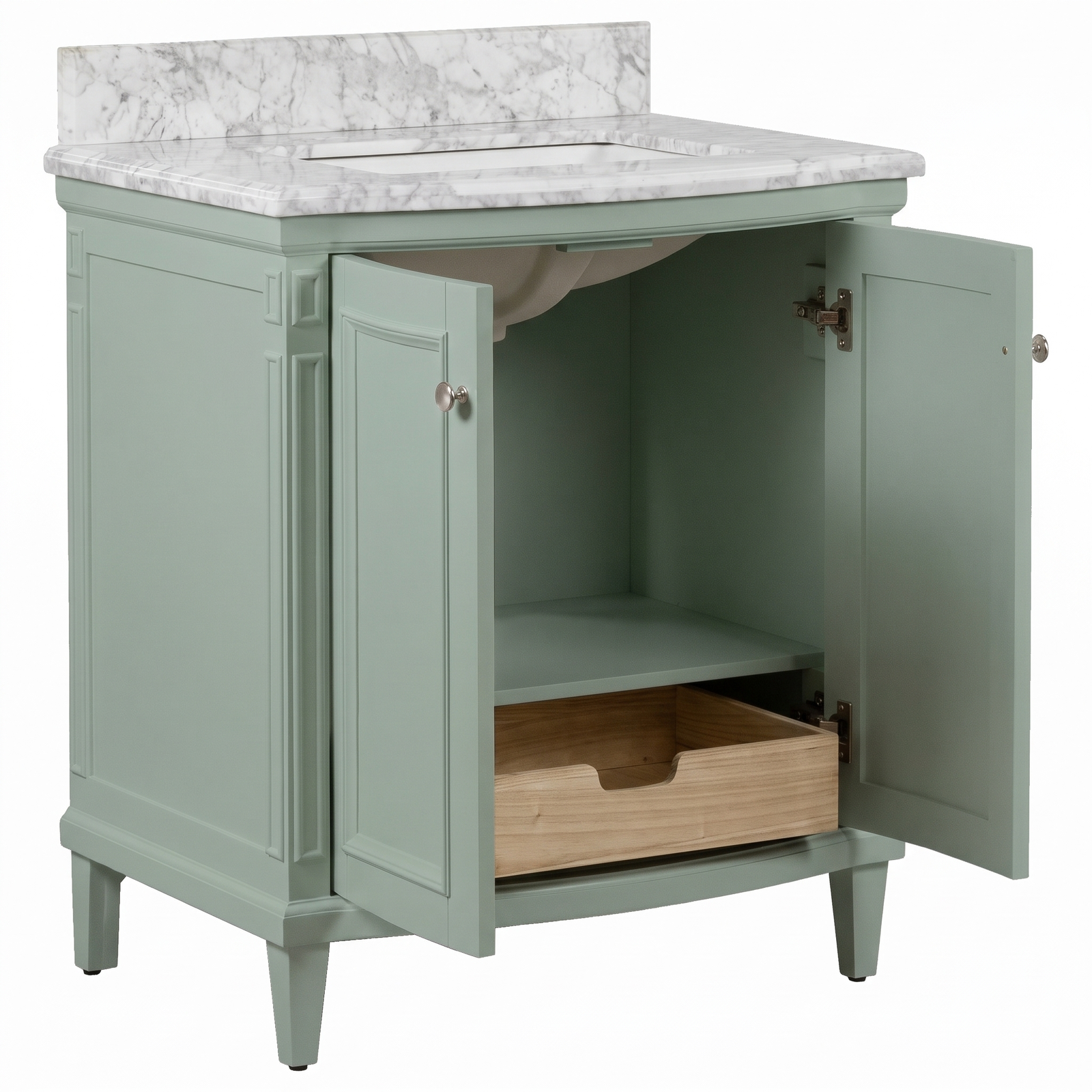 Montana Small Marble Top Single Vanity, Vintage Olive