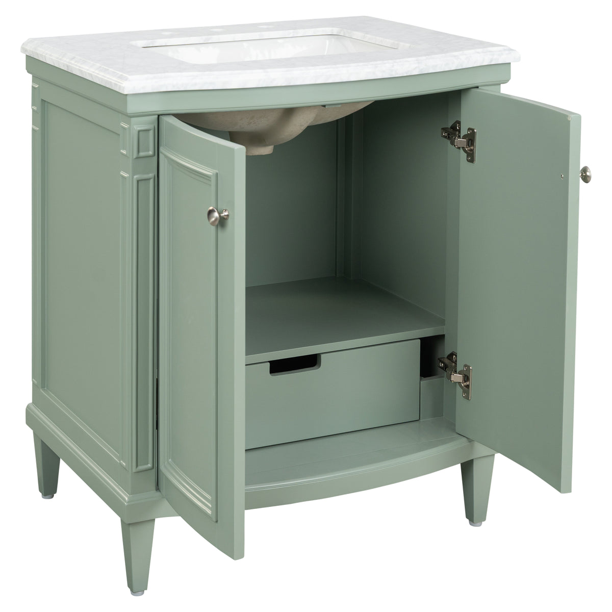 Montana Small Marble Top Single Vanity, Vintage Olive