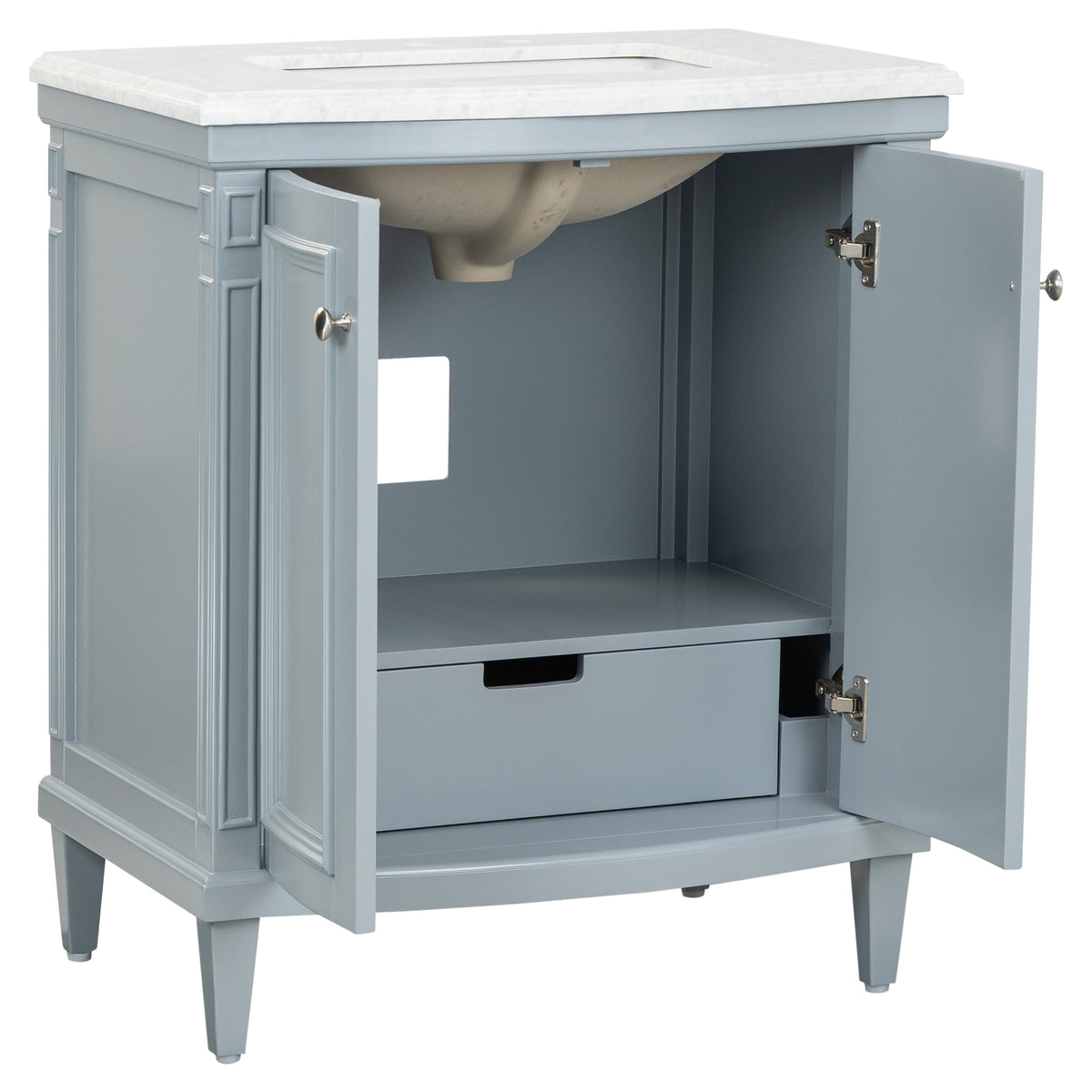 Montana Small Marble Top Single Vanity, Pale Vintage Blue