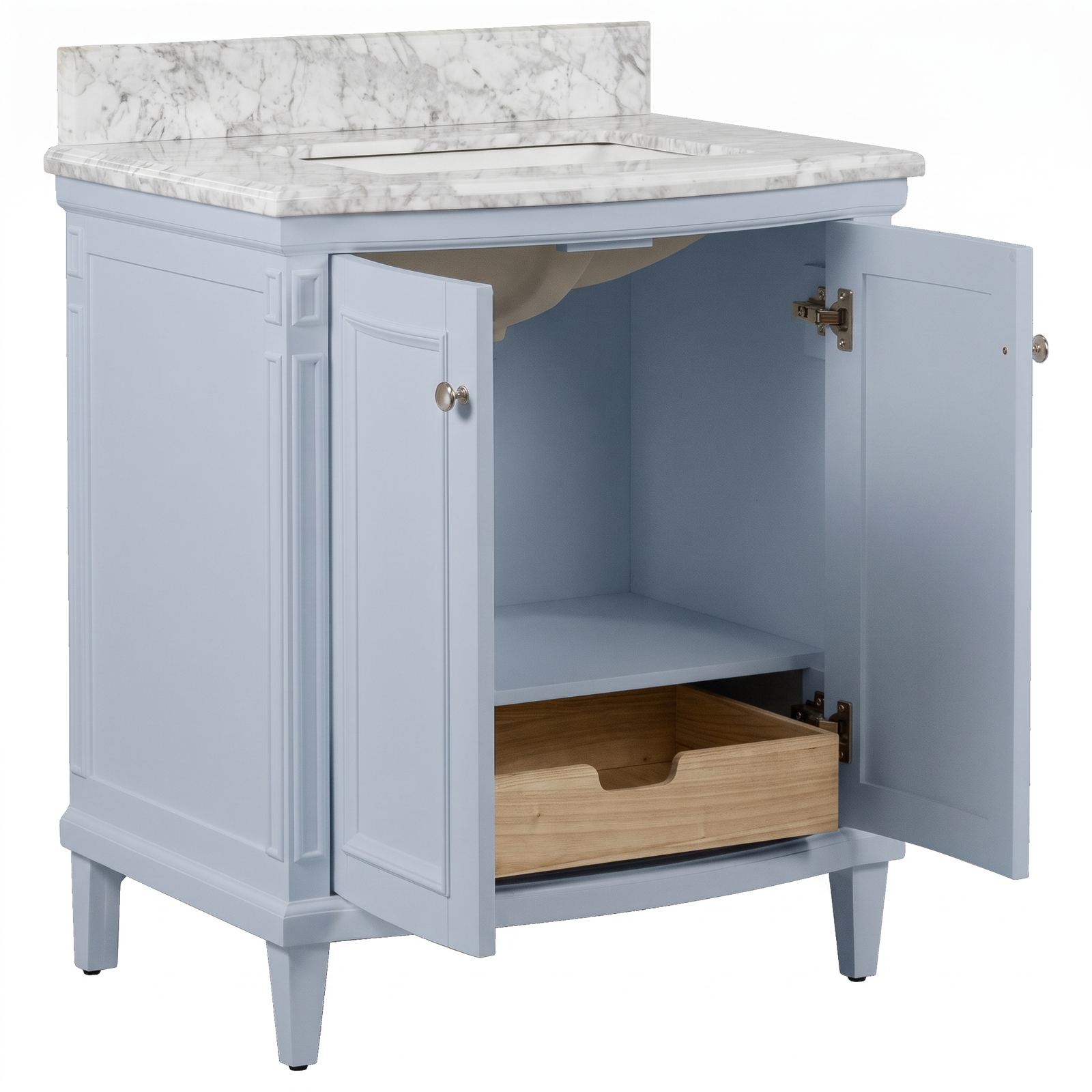 Montana Small Marble Top Single Vanity, Pale Vintage Blue