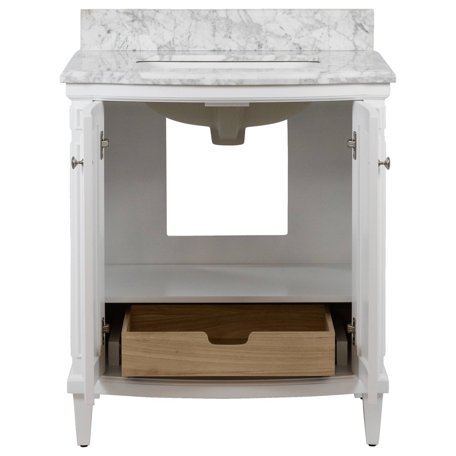 Montana Small Single Vanity (w/ White Marble Top)