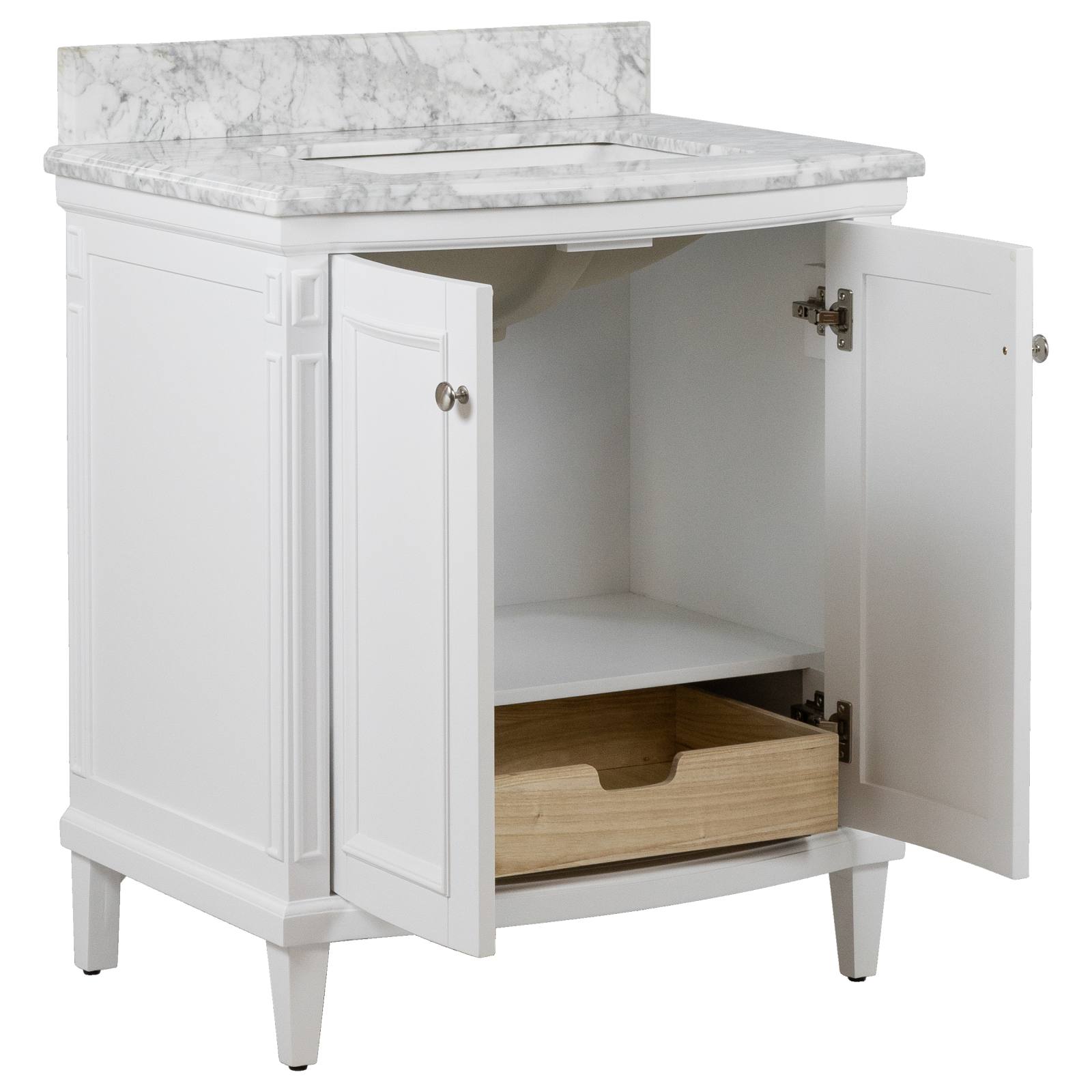 Montana Small Single Vanity (w/ White Marble Top)