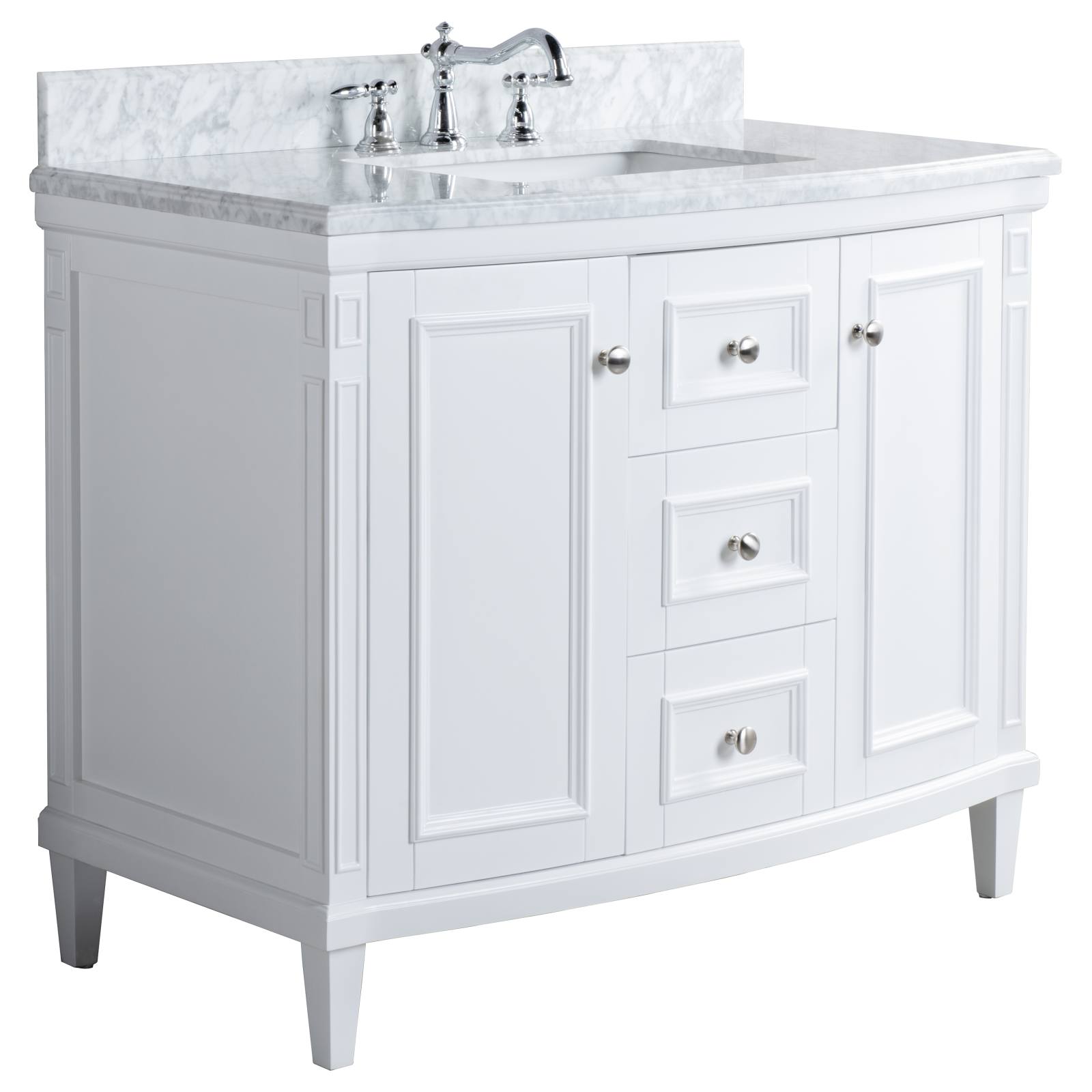 Montana Marble Top Medium Single Vanity, White